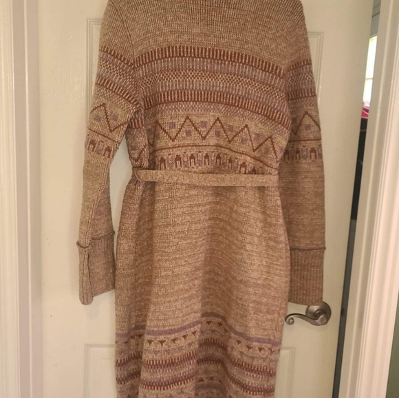 Vintage 70s Sabra Wool Blend Sweater Coat with Belt BOHO - Picture 8 of 9